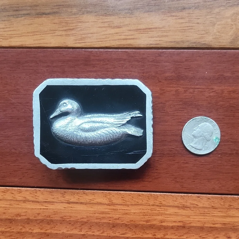 Bill Callahan Wildlife Pewter Silver and Black Duck Belt Buckle
